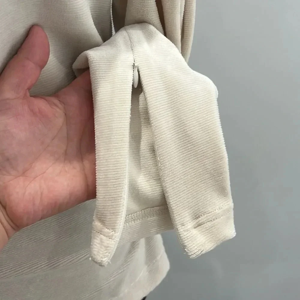 A.C.L Ivory Rice Joss Mock Neck Long Sleeve Velvet Top size 8 - Picture 7 of 11